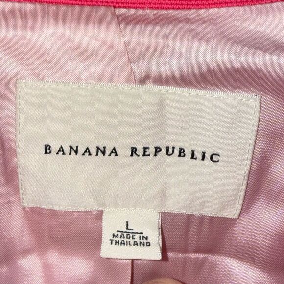 Banana Republic Barbie pink cotton blend trench coat with satin piping Large EUC - Picture 4 of 10